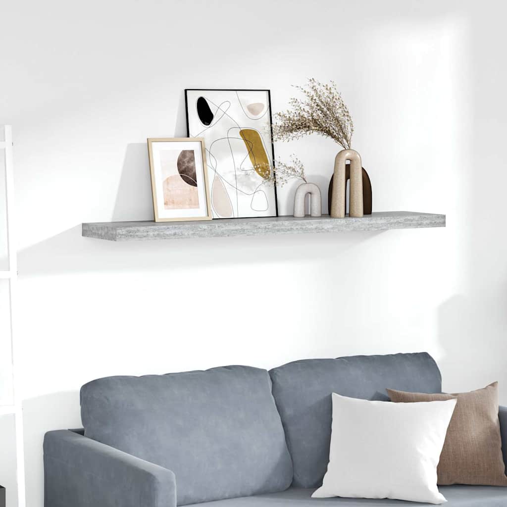 326606 vidaXL Floating Wall Shelf Concrete Grey 120x23,5x3,8 cm MDF