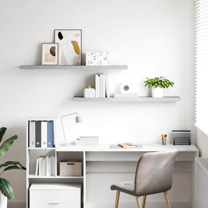 vidaXL Floating Wall Shelves 2 pcs Concrete Grey 120x23.5x3.8 cm MDF