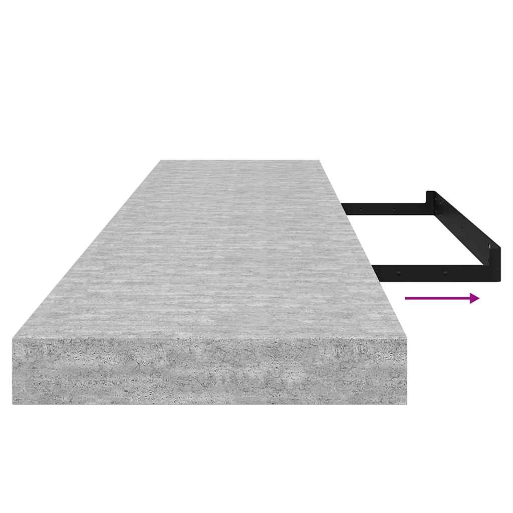 vidaXL Floating Wall Shelves 2 pcs Concrete Grey 120x23.5x3.8 cm MDF