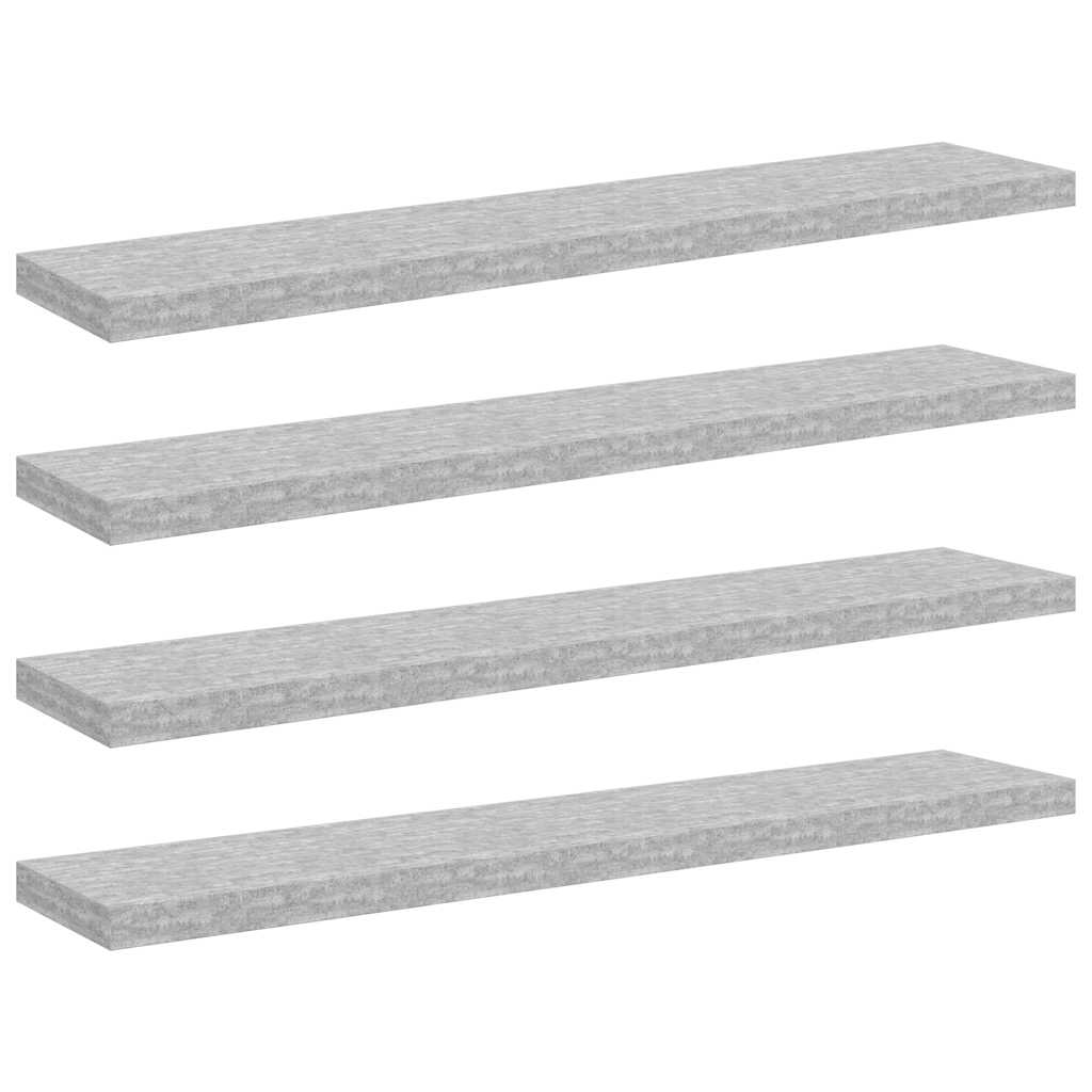 vidaXL Floating Wall Shelves 4 pcs Concrete Grey 120x23.5x3.8 cm MDF