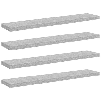 vidaXL Floating Wall Shelves 4 pcs Concrete Grey 120x23.5x3.8 cm MDF