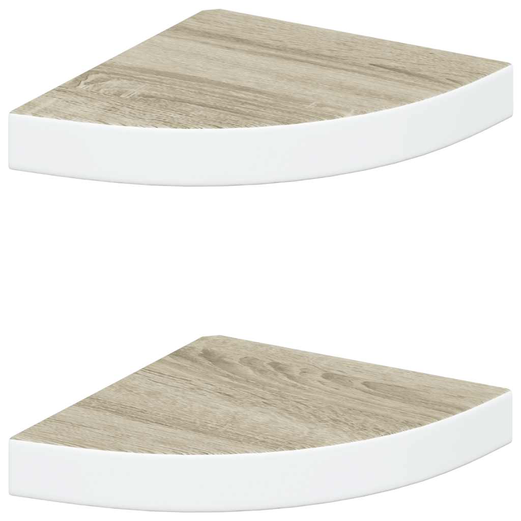 vidaXL Wall Corner Shelves 2 pcs Oak and White 25x25x3.8 cm MDF
