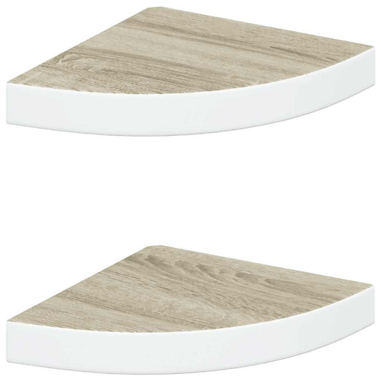 vidaXL Wall Corner Shelves 2 pcs Oak and White 25x25x3.8 cm MDF