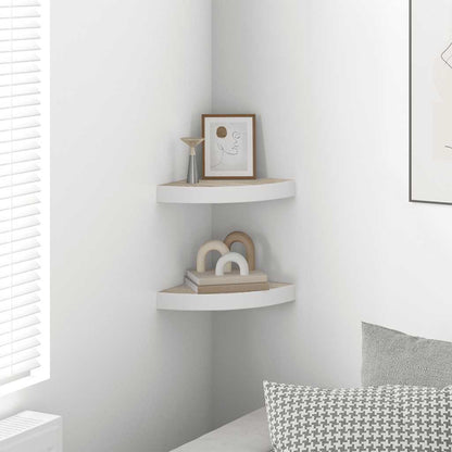 vidaXL Wall Corner Shelves 2 pcs Oak and White 25x25x3.8 cm MDF