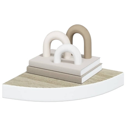 vidaXL Wall Corner Shelves 2 pcs Oak and White 25x25x3.8 cm MDF