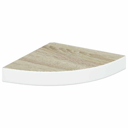 326631 vidaXL Wall Corner Shelves 2 pcs Oak and White 25x25x3,8 cm MDF