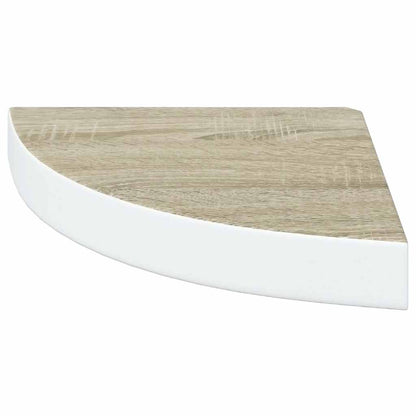 326631 vidaXL Wall Corner Shelves 2 pcs Oak and White 25x25x3,8 cm MDF