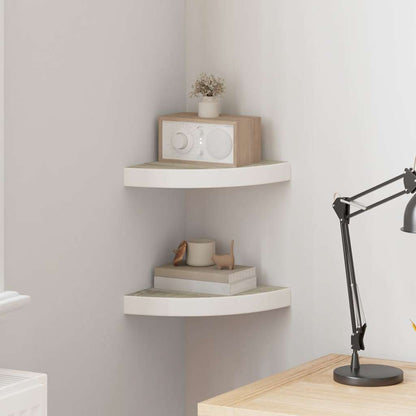 vidaXL Wall Corner Shelves 2 pcs Oak and White 25x25x3.8 cm MDF