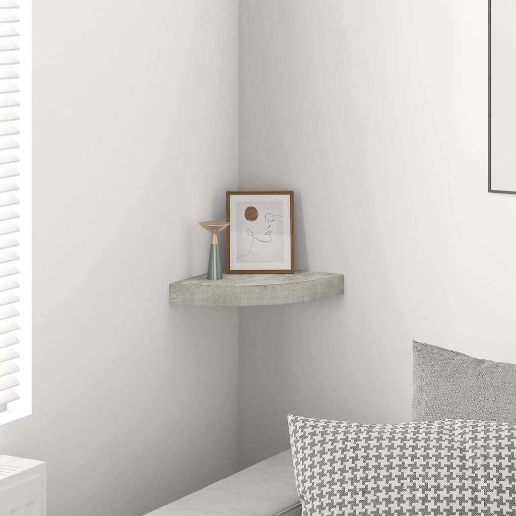326633 vidaXL Wall Corner Shelf Concrete Grey 25x25x3,8 cm MDF