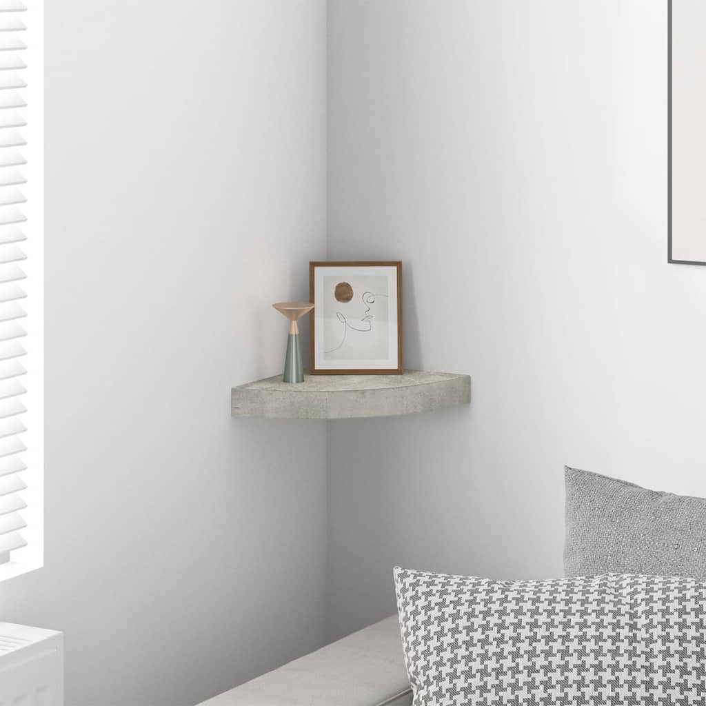 vidaXL Wall Corner Shelf Concrete Grey 25x25x3.8 cm MDF