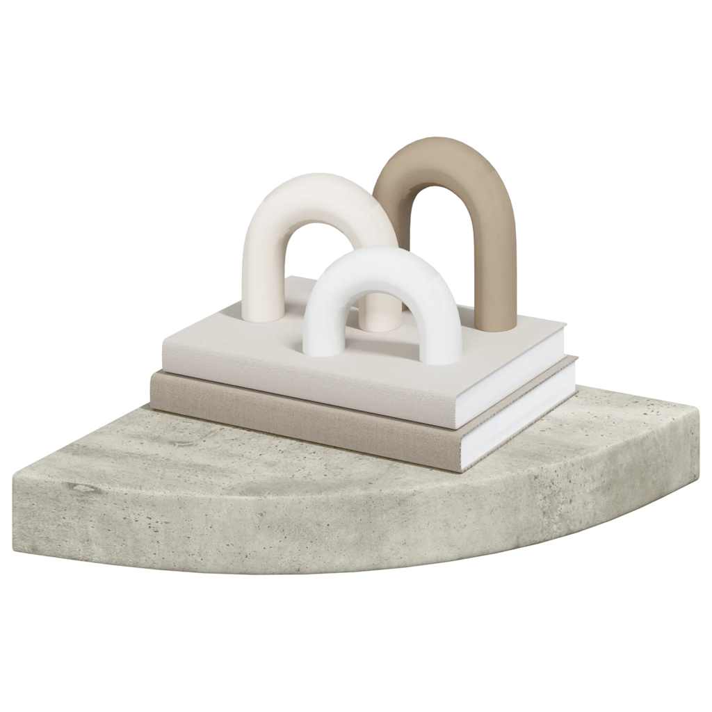 vidaXL Wall Corner Shelf Concrete Grey 25x25x3.8 cm MDF