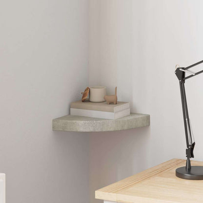 326633 vidaXL Wall Corner Shelf Concrete Grey 25x25x3,8 cm MDF