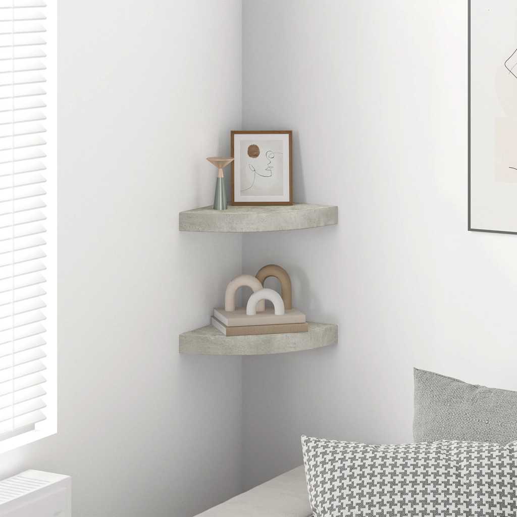 vidaXL Wall Corner Shelves 2 pcs Concrete Grey 25x25x3.8 cm MDF