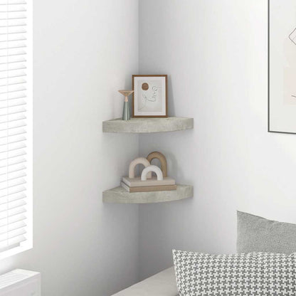 vidaXL Wall Corner Shelves 2 pcs Concrete Grey 25x25x3.8 cm MDF