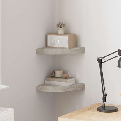 vidaXL Wall Corner Shelves 2 pcs Concrete Grey 25x25x3.8 cm MDF