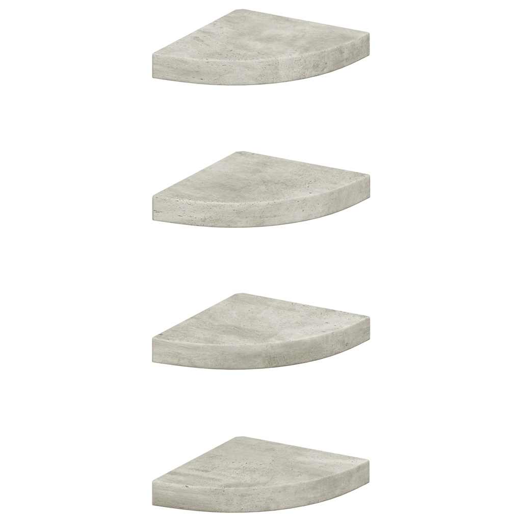 vidaXL Wall Corner Shelves 4 pcs Concrete Grey 25x25x3.8 cm MDF