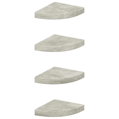 vidaXL Wall Corner Shelves 4 pcs Concrete Grey 25x25x3.8 cm MDF