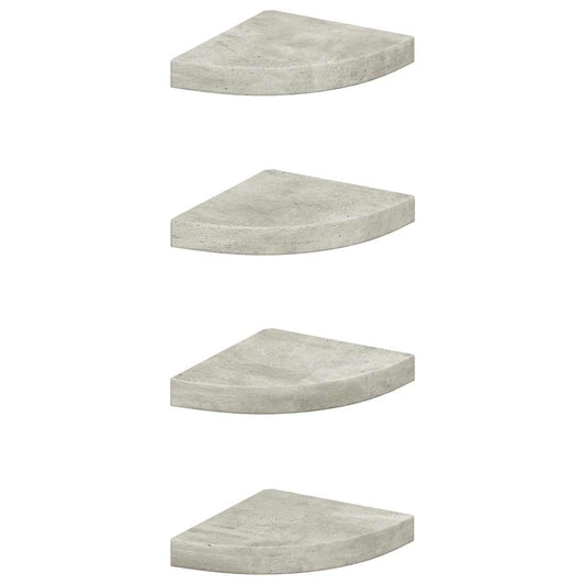 vidaXL Wall Corner Shelves 4 pcs Concrete Grey 25x25x3.8 cm MDF