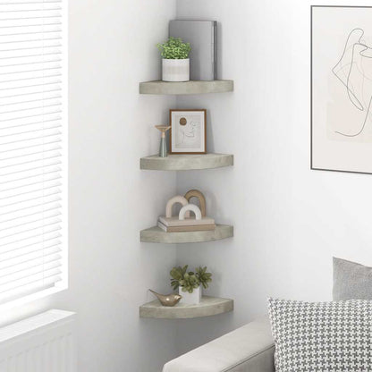 vidaXL Wall Corner Shelves 4 pcs Concrete Grey 25x25x3.8 cm MDF
