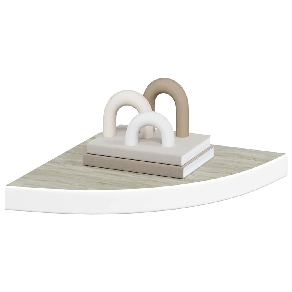vidaXL Wall Corner Shelf Oak and White 35x35x3.8 cm MDF