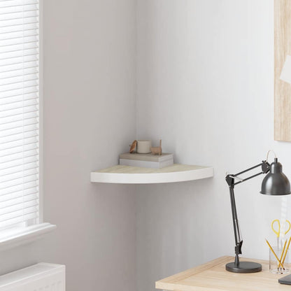 vidaXL Wall Corner Shelf Oak and White 35x35x3.8 cm MDF