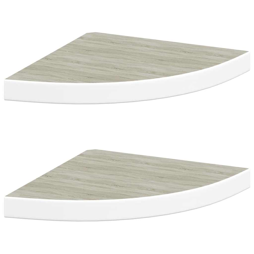 vidaXL Wall Corner Shelves 2 pcs Oak and White 35x35x3.8 cm MDF