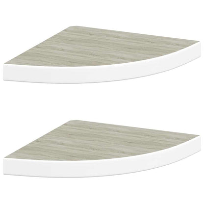vidaXL Wall Corner Shelves 2 pcs Oak and White 35x35x3.8 cm MDF