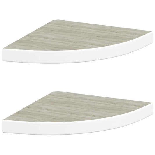 vidaXL Wall Corner Shelves 2 pcs Oak and White 35x35x3.8 cm MDF