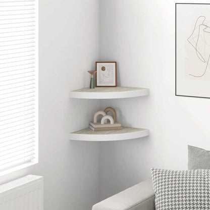 vidaXL Wall Corner Shelves 2 pcs Oak and White 35x35x3.8 cm MDF