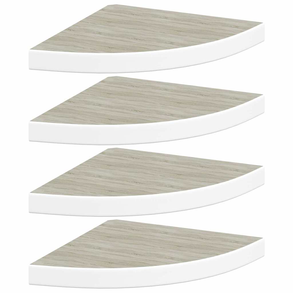 326641 vidaXL Wall Corner Shelves 4 pcs Oak and White 35x35x3,8 cm MDF