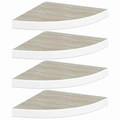 326641 vidaXL Wall Corner Shelves 4 pcs Oak and White 35x35x3,8 cm MDF