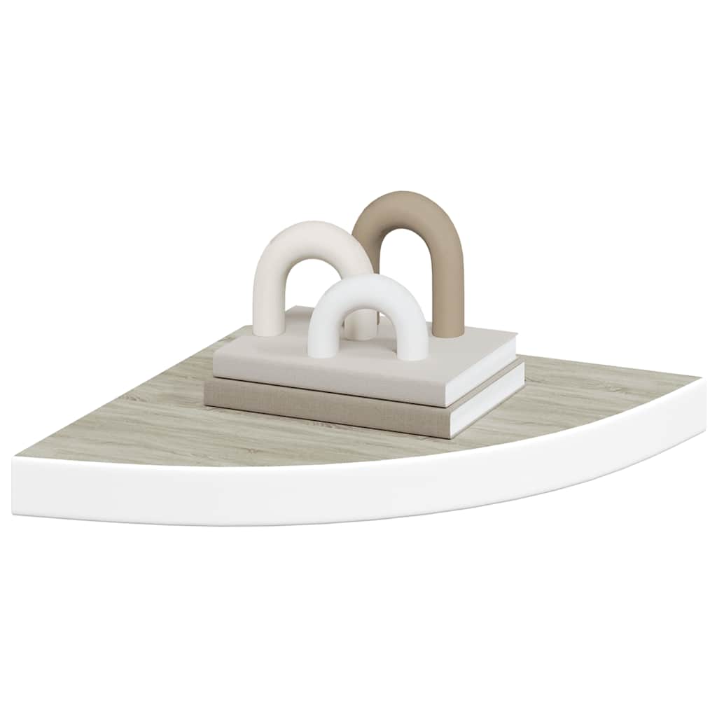 vidaXL Wall Corner Shelf | Set of 4 | Oak and White | Honeycomb MDF, Metal
