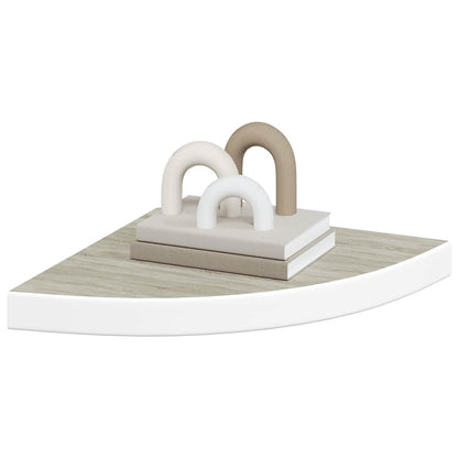 vidaXL Wall Corner Shelf | Set of 4 | Oak and White | Honeycomb MDF, Metal