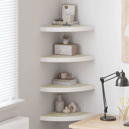 326641 vidaXL Wall Corner Shelves 4 pcs Oak and White 35x35x3,8 cm MDF