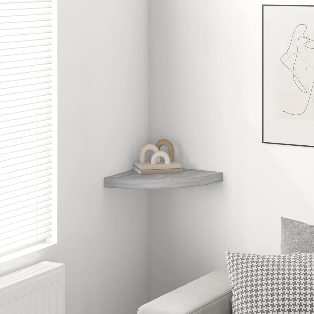 vidaXL Wall Corner Shelf | Concrete grey | Honeycomb MDF | 35 cm corner size