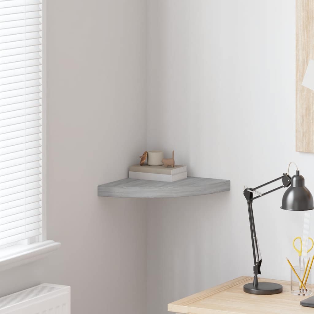 vidaXL Wall Corner Shelf | Concrete grey | Honeycomb MDF | 35 cm corner size