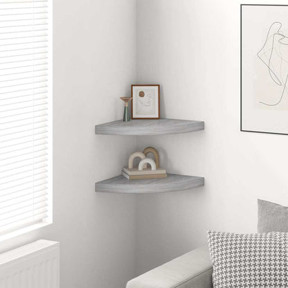 326643 vidaXL Wall Corner Shelves 2 pcs Concrete Grey 35x35x3,8 cm MDF