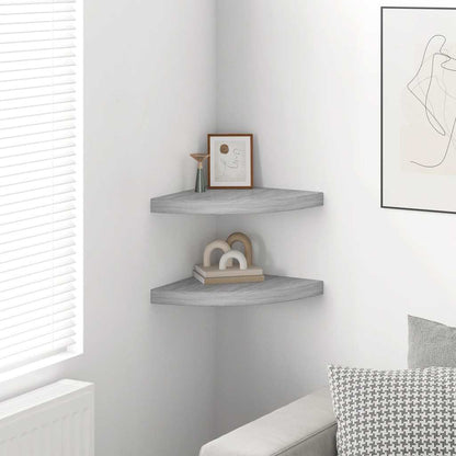 vidaXL Wall Corner Shelves 2 pcs Concrete Grey 35x35x3.8 cm MDF