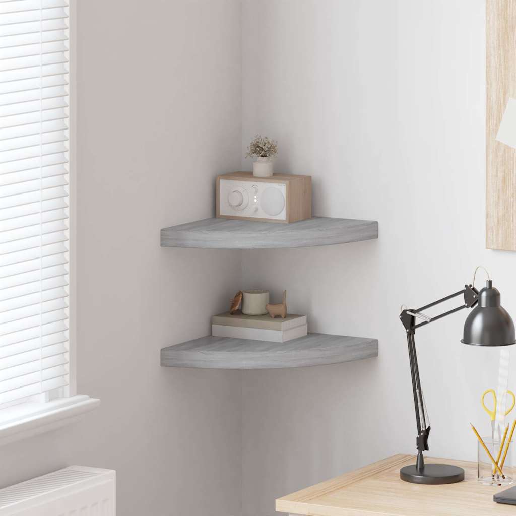 326643 vidaXL Wall Corner Shelves 2 pcs Concrete Grey 35x35x3,8 cm MDF