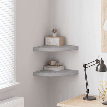 vidaXL Wall Corner Shelves 2 pcs Concrete Grey 35x35x3.8 cm MDF