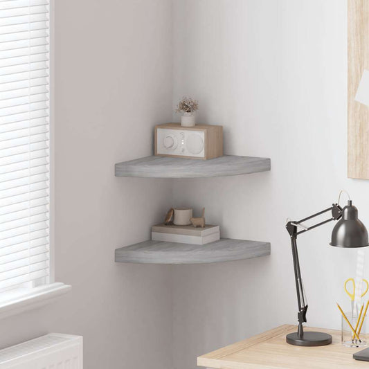 vidaXL Wall Corner Shelves 2 pcs Concrete Grey 35x35x3.8 cm MDF
