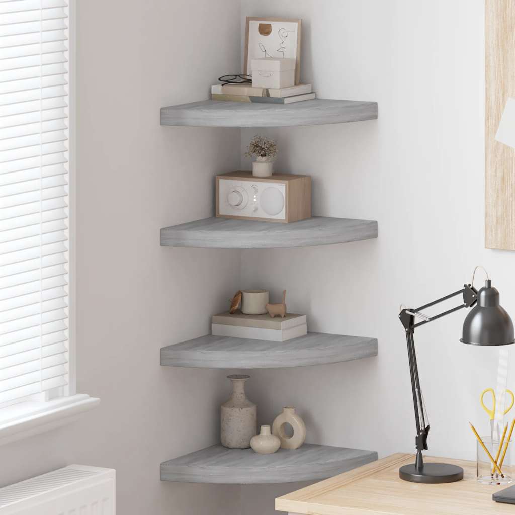 vidaXL Wall Corner Shelves 4 pcs Concrete Grey 35x35x3.8 cm MDF