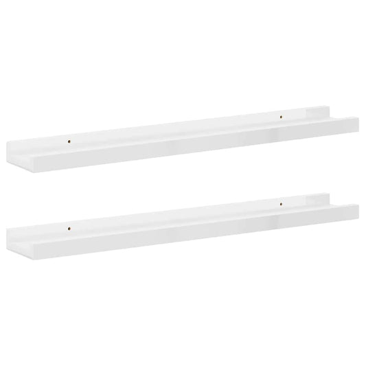 vidaXL Wall Shelves 2 pcs High Gloss White 60x9x3 cm