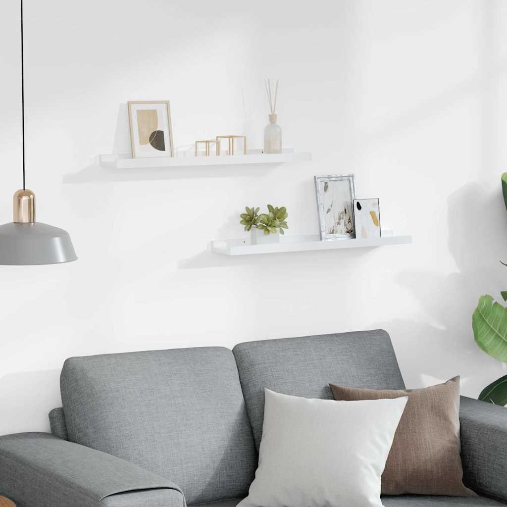 326649 vidaXL Wall Shelves 2 pcs High Gloss White 60x9x3 cm