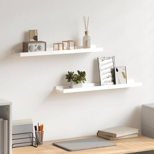 vidaXL Wall Shelves 2 pcs High Gloss White 60x9x3 cm