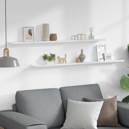 vidaXL Wall Shelves 2 pcs High Gloss White 115x9x3 cm