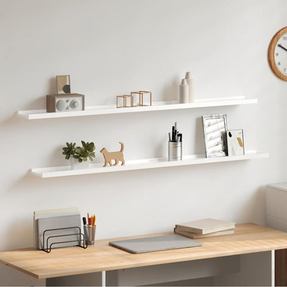 vidaXL Wall Shelves 2 pcs High Gloss White 115x9x3 cm
