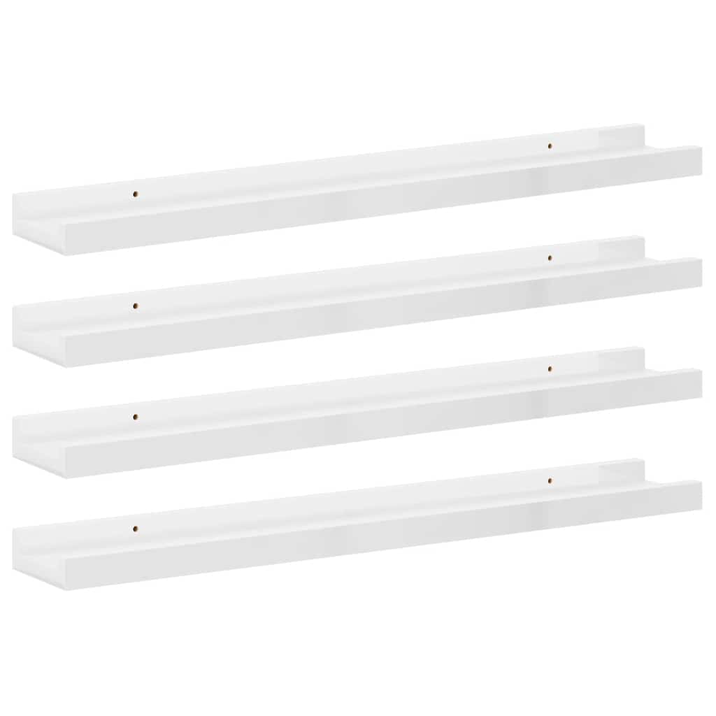 vidaXL Wall Shelves 4 pcs High Gloss White 60x9x3 cm