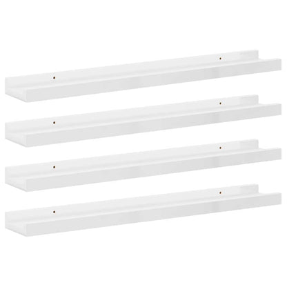 vidaXL Wall Shelves 4 pcs High Gloss White 60x9x3 cm