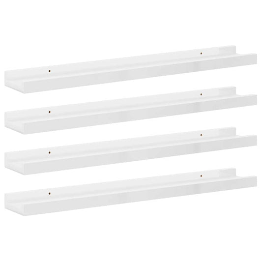 vidaXL Wall Shelves 4 pcs High Gloss White 60x9x3 cm